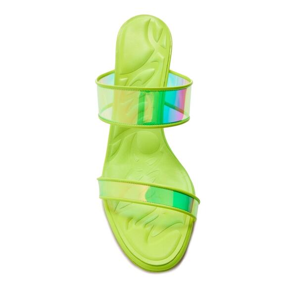 Christian Louboutin Just Loubi 85 Mules Leather PVC Neon Yellow 37 - Picture 3 of 11